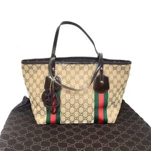 Authentic Gucci brown monogram canvas tote bag